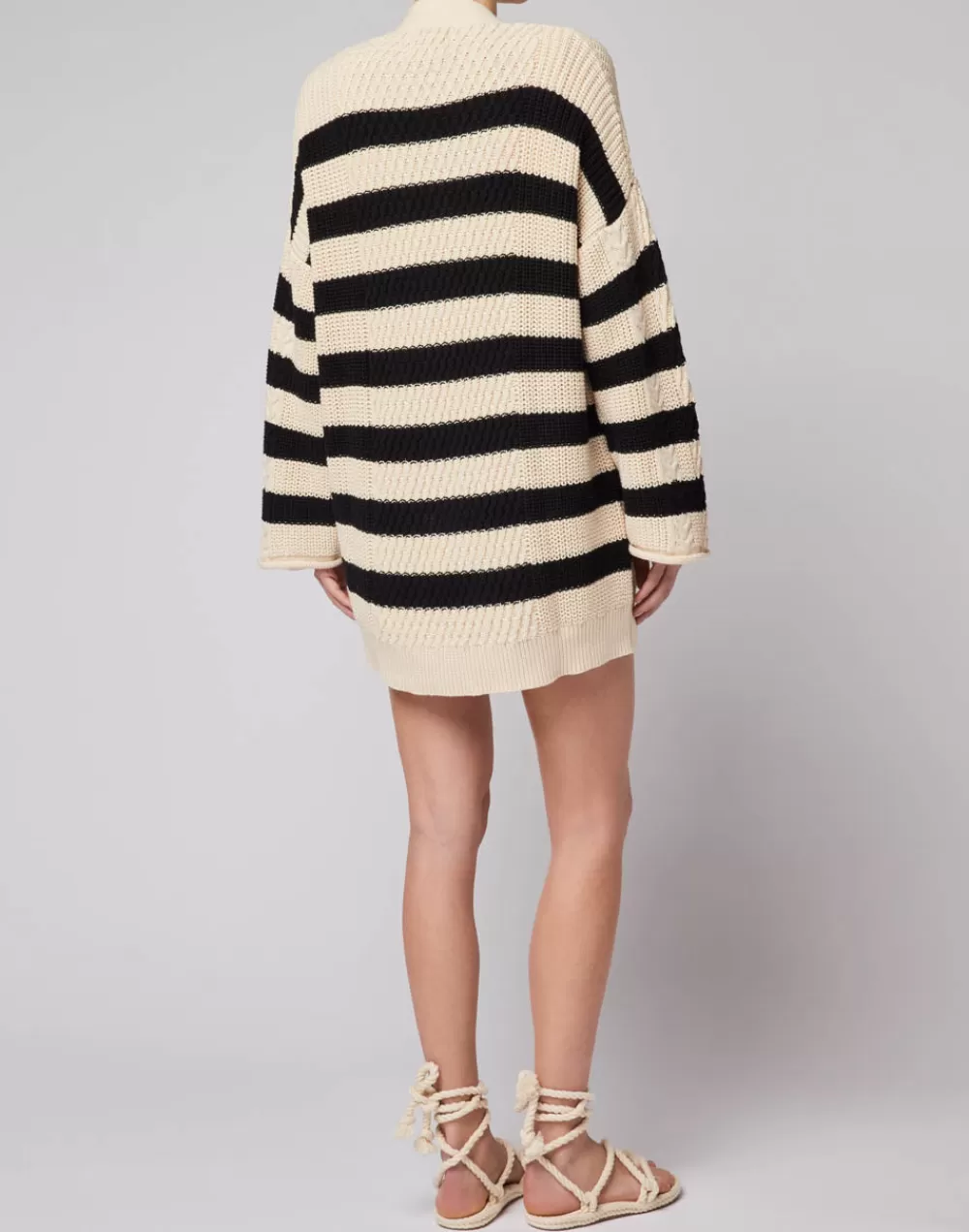 CARDIGAN A RIGHE IN COTONE PETTINATO*Sundek Cheap