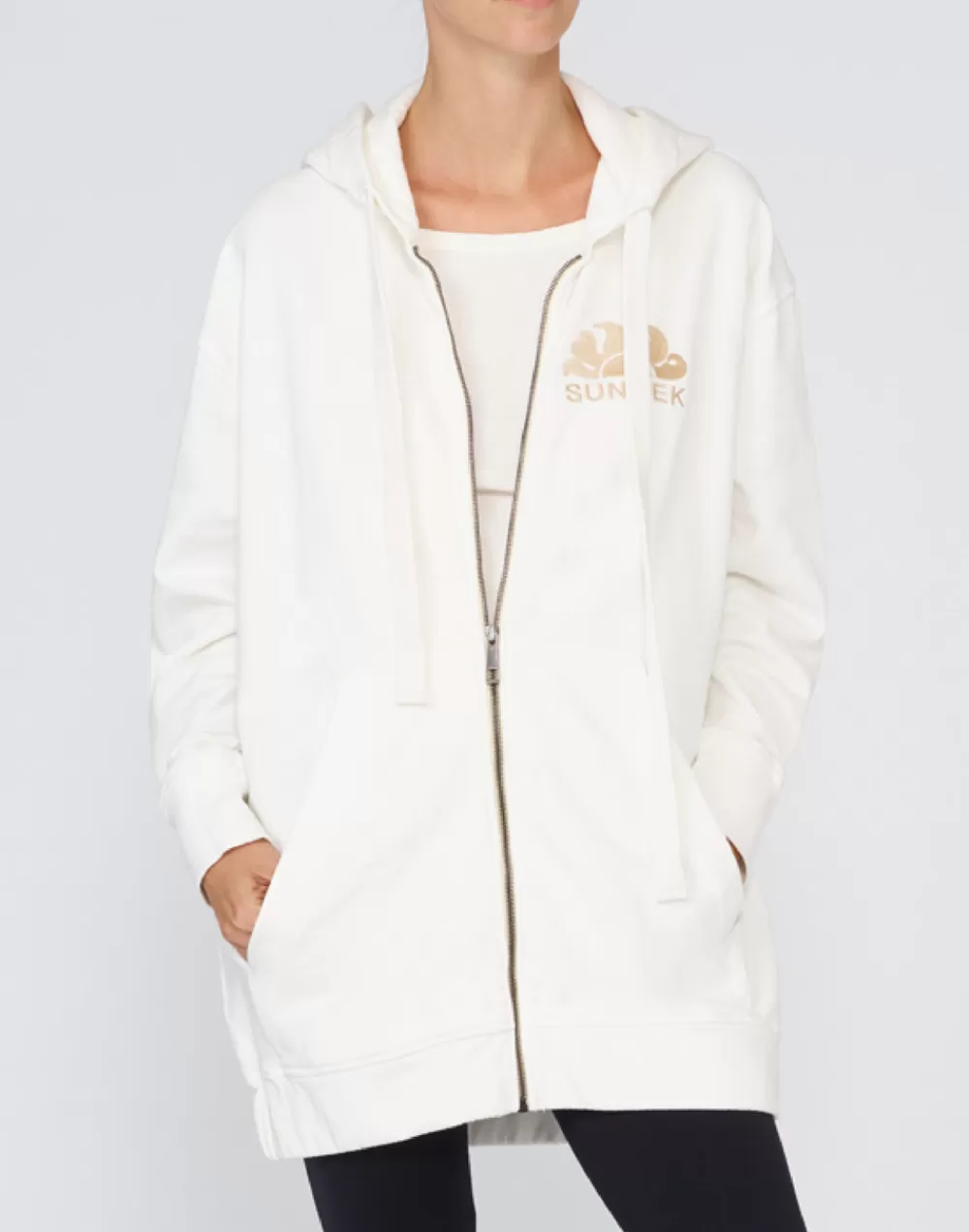 FELPA FULL ZIP CON CAPPUCCIO E LOGO STAMPATO*Sundek Sale